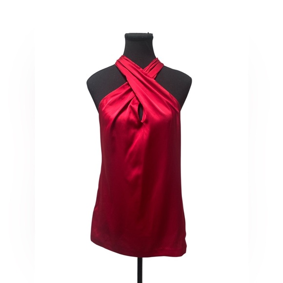 Ann Taylor Vibrant Red Halter Blouse NWT 4 - Picture 1 of 4